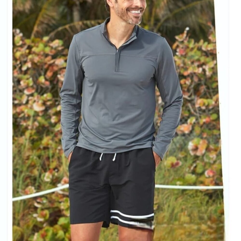 Cabana Life Men's Grey Sport Zip Rashguard Long Sleeve Top Size XL  NWT